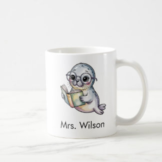 Mug Cute Seal Reading Book Custom