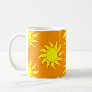 Mug Cute seamless pattern of sun. Doodle hand drawn st