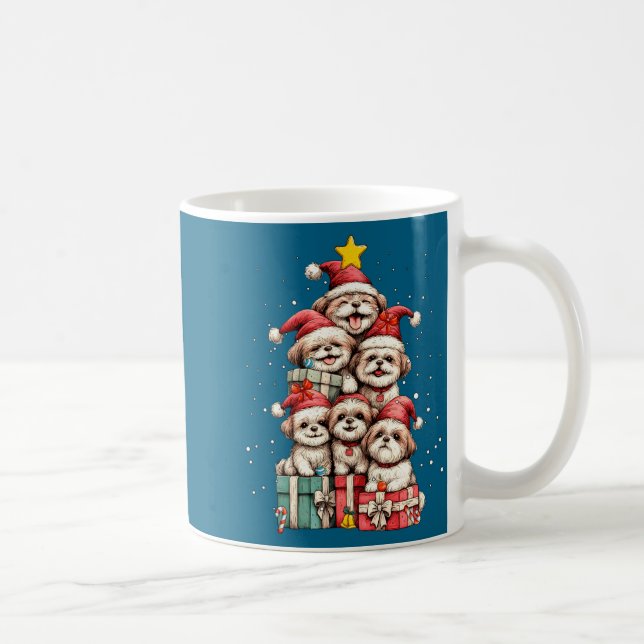 Mug Cute Shih Tzu Le Dog Christmas Tree Xmas Hat Long  (Droite)