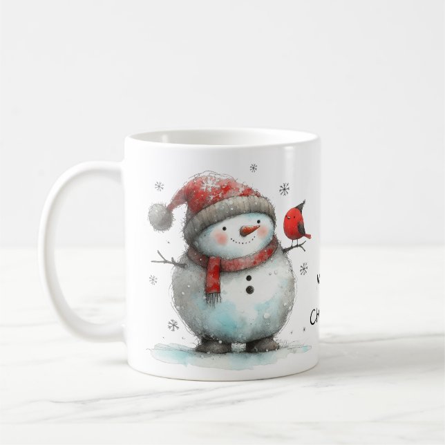 Mug Cute Snowman et Cardinal Red Bird (Gauche)