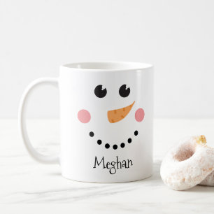 Mug Cute Snowman Face - nom personnalisé
