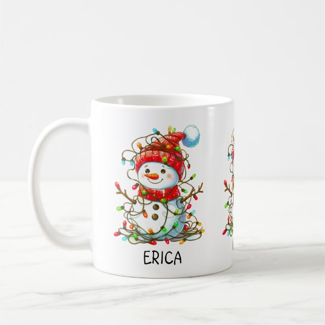 Mug Cute Snowman Festive Ajouter un nom (Gauche)