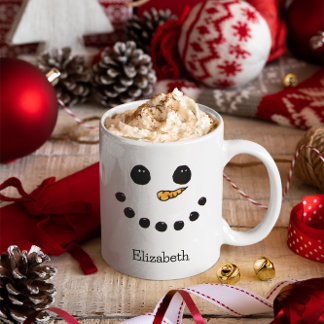 Mug Cute Snowman Nom personnalisé Noël personnalisé