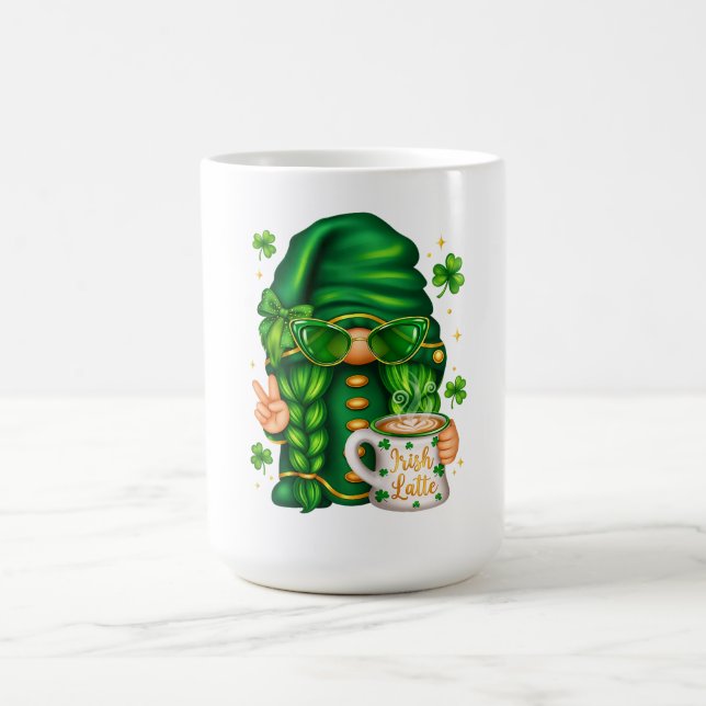 Mug Cute St Patricks Day Gnome Drinking Coffee (Centre)