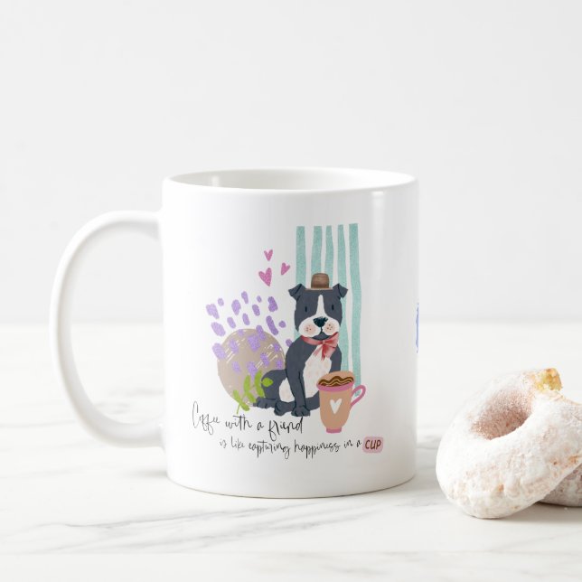 Mug Cute Staffy Pet Chien Café avec Citation Ami (Avec donut)