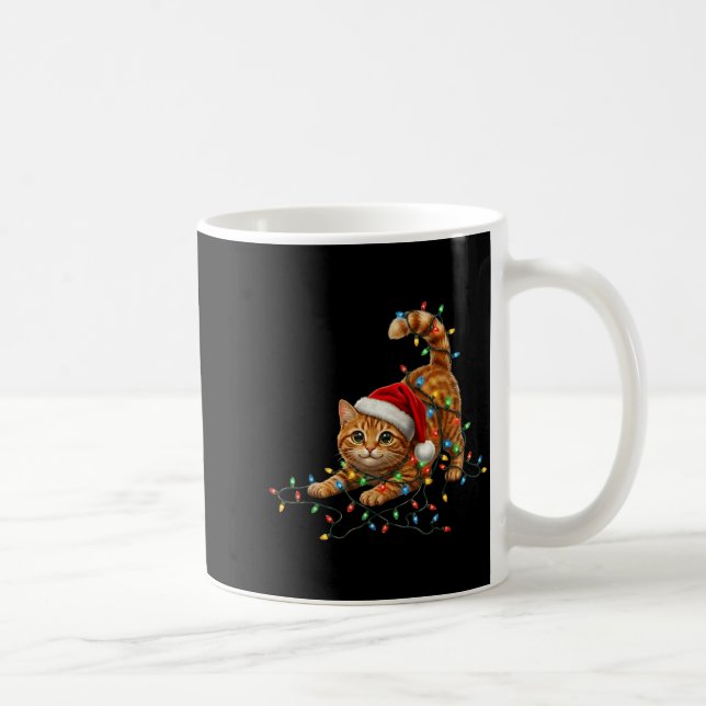 Mug Cute Tabby Cat Christmas Funny Lights Xmas Cat In  (Droite)