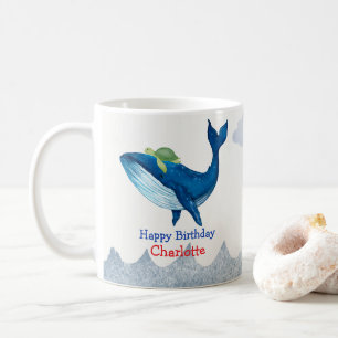 Mug Cute tortue Baleine course océan Anniversaire fête