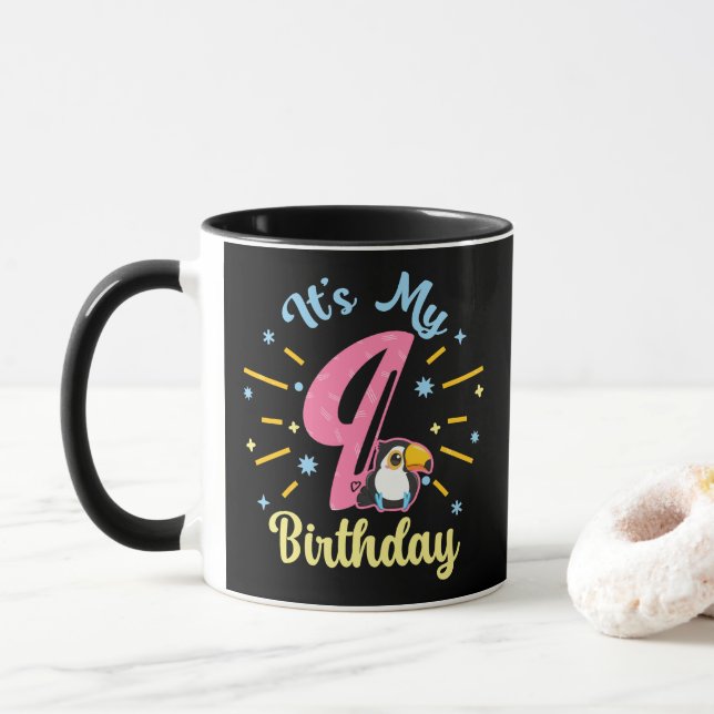 Mug Cute Toucan 9e anniversaire 89 ans fille de naissa (Avec donut)