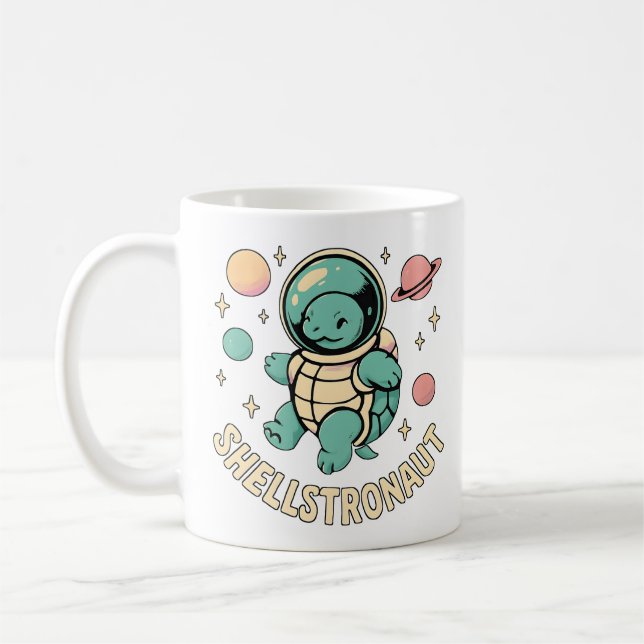 Mug Cute Turtle Astronaut Art spatial (Gauche)
