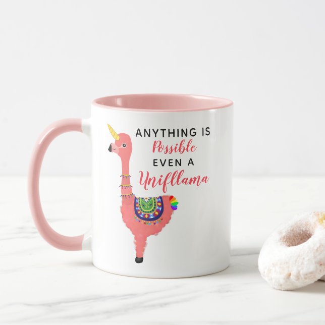 Mug Cute Unicorn Flamant rose Llama Inspirant Unifllam (Avec donut)