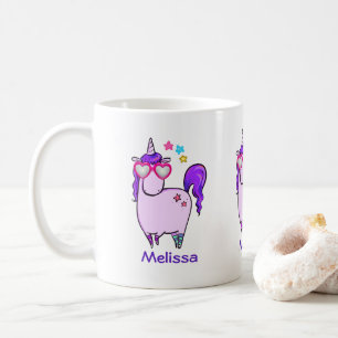 Mug Cute Unicorne dans les lunettes en forme de coeur