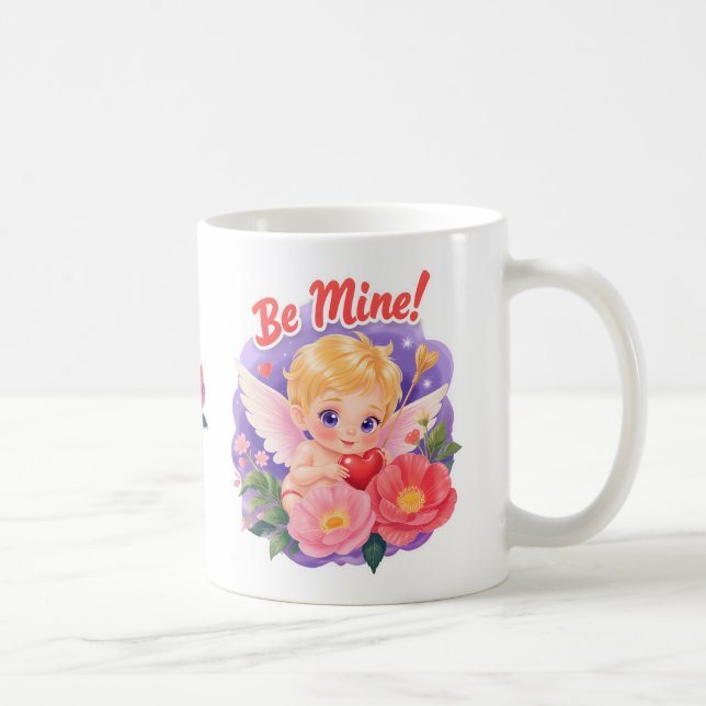 Mug Cute Valentine's Day Cupid with "Be Mine" (Droite)
