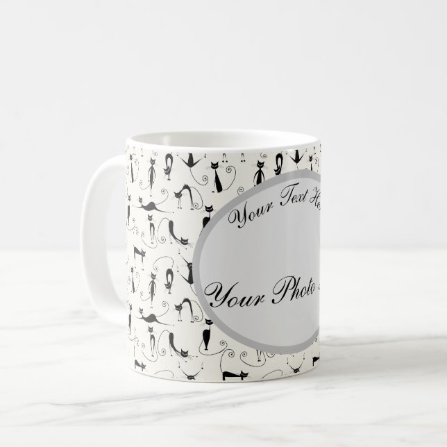 Mug Cute Whimsical Jouer Chats Noirs Slinky (Devant gauche)