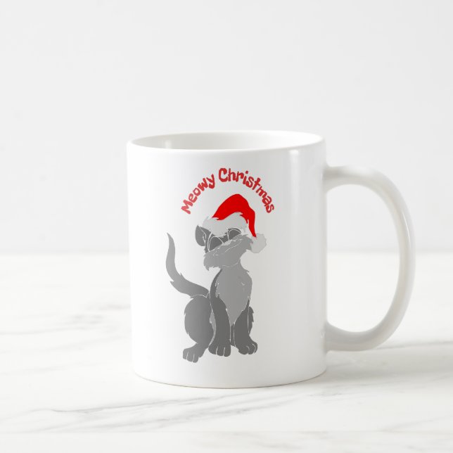 Mug Cute Whimsical Meowy Chat de Noël (Droite)