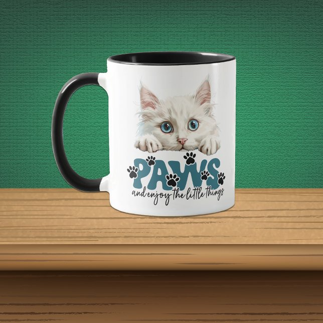 Mug Cute White Kitten Patrouilles et dégustez (Créateur téléchargé)