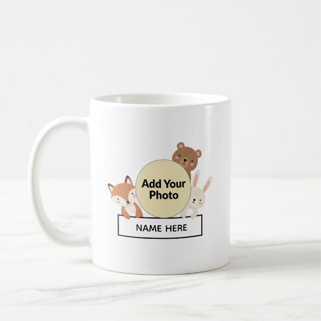 Mug Cute Woodland Animals Custom Photo  Name  (Gauche)