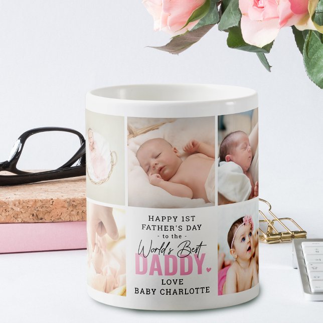 Mug Cute 'Worlds Best Daddy' 1ère Fête des pères rose (Créateur téléchargé)