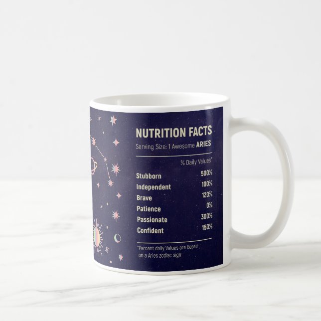 Mug Cute Zodiac Aries Éléments nutritifs Envelopper (Droite)