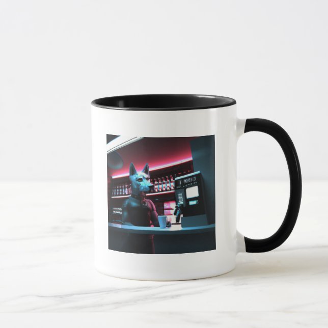 Mug Cyberpunk Chien Barista AI Généré Art (Droite)