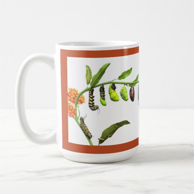 Mug Cycle de vie des papillons monarques (Gauche)