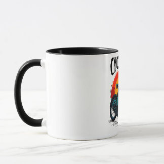Mug Cycopath : Vélo énergétique avec le soleil couchan