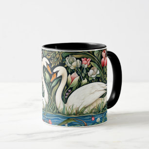 Mug Cygnes sur l'étang Peinture de style William Morri
