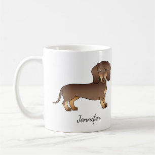 Mug Dachshund à poil court chocolat et fauve & Nom