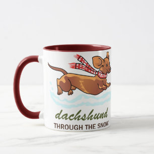Mug Dachshund à travers la neige