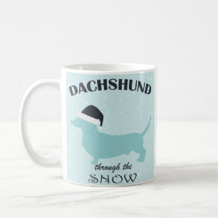 Mug Dachshund à travers la neige drôle Noël