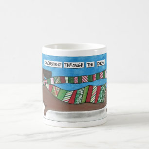 Mug Dachshund à travers la neige - Joyeux Noël de Doxi