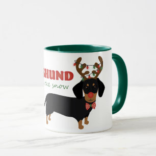 Mug Dachshund À travers la neige mignonne Doxie Reinde