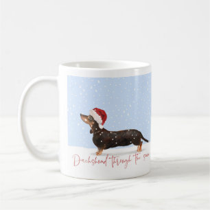Mug DACHSHUND À TRAVERS LA NEIGE Noël mignon