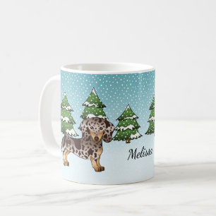 Mug Dachshund brun et chamois à poil court et tacheté