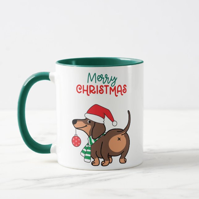 Mug Dachshund Chien mignonne Joyeux Noël (Gauche)
