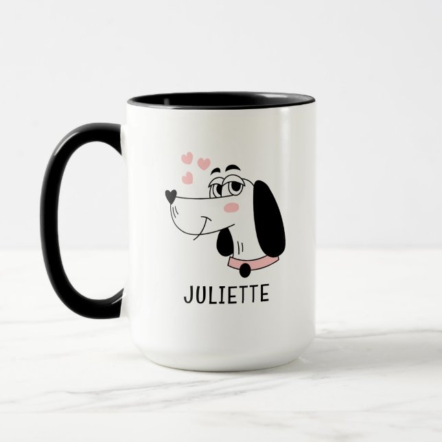 Mug Dachshund Chien Romantique Coeurs roses Personnali (Gauche)
