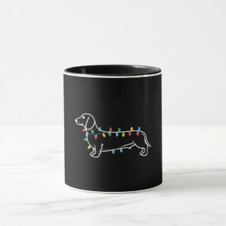 Mug Dachshund festif avec lumières de Noël