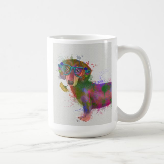 Mug Dachshund & Lunettes Rainbow Splash (Droite)