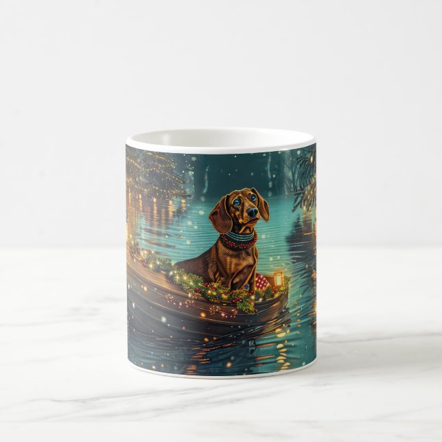 Mug Dachshund Noël Festive Voyage (Centre)