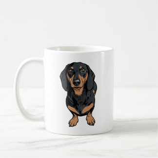 Mug Dachshund noir et feu Pop Art Chien Graphique de B