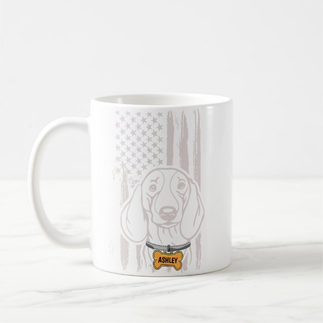 Mug Dachshund, patriote américain Chien du drapeau (Gauche)