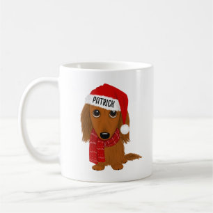 Mug Dachshund Père Noël Cute Dog Nom Personnalisé