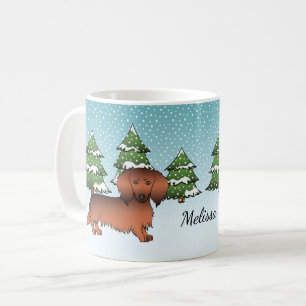 Mug Dachshund poil long couleur rouge renard - Forêt d