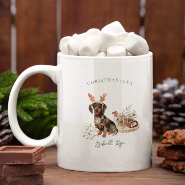 Mug Dachshund Reindeer | Noël monographique (Créateur téléchargé)