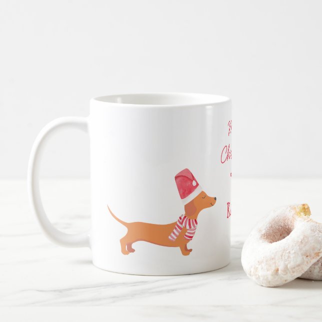 Mug Dachshund saucisse cadeau amoureux des chiens Noël (Avec donut)