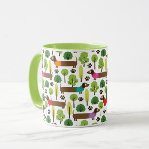 Mug Dachshunds En Promenade Dans Le Parc