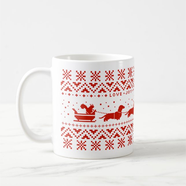 Mug Dachshunds Sleigh de Noël avec l'écureuil vacances (Gauche)