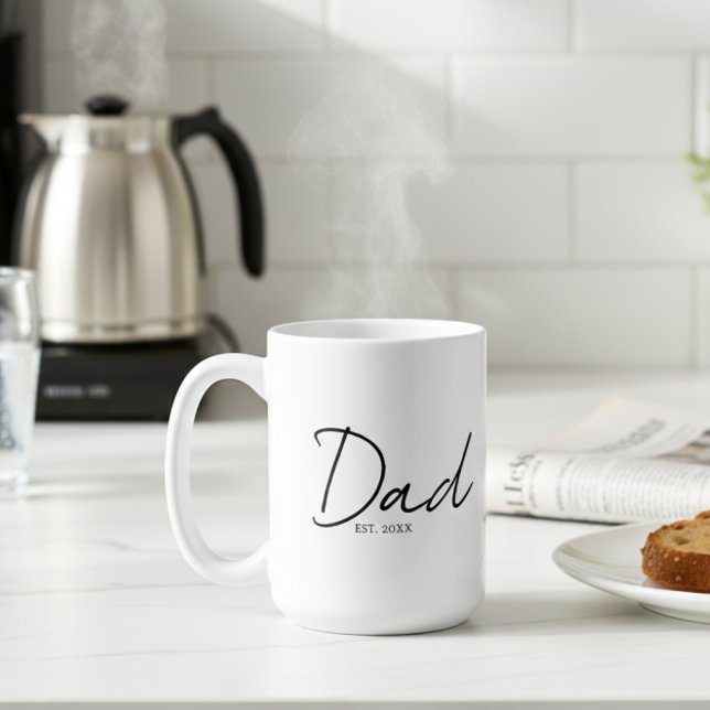 Mug Dad Established Minimal Modern Script Black (Créateur téléchargé)