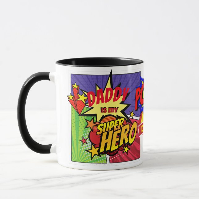 Mug DADDY Est Mon SUPERHERO Personnalisé Héros COMIC (Gauche)