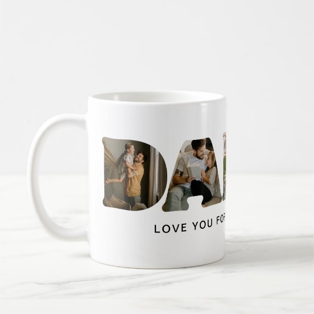 Mug DADDY Lettre Photo Collage Fête des Pères  (Gauche)