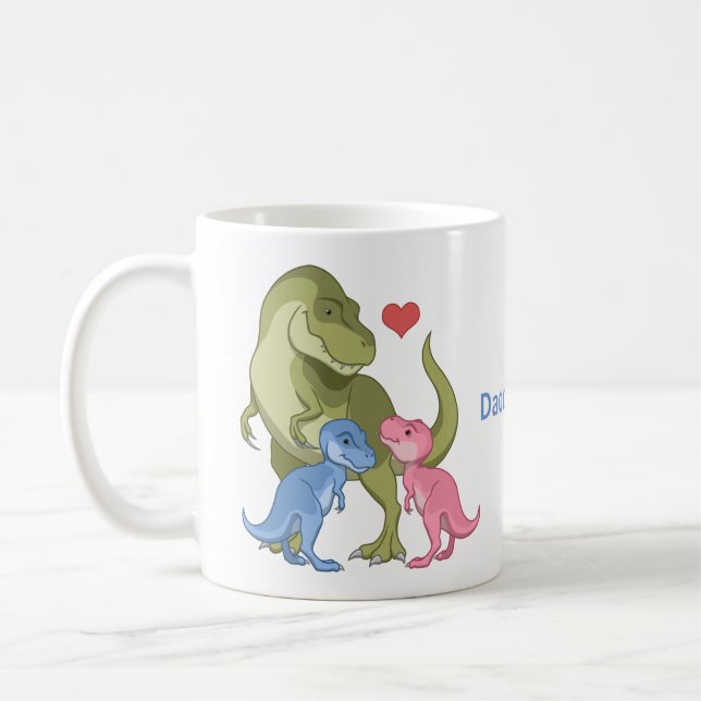 Mug Daddy Saurus Green T-Rex & Baby Girl Boy Dinosaure (Gauche)